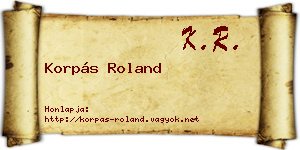 Korpás Roland névjegykártya