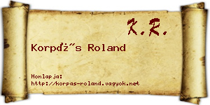 Korpás Roland névjegykártya